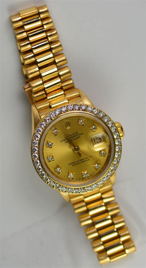 gold rolex watch womens|18k gold rolex women's watch.